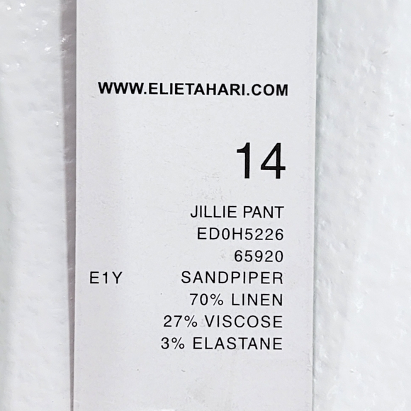 Elie Tahari Women's Plus Jillie Linen Blend Flare Pants Sandpiper - 14 - Picture 6 of 7